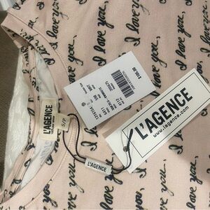 L'AGENCE Blush Top with Navy Script